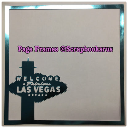 Page Frame WELCOME LAS VEGAS Blue Foil 12&quot;x12&quot; Scrapbook Overlay LV