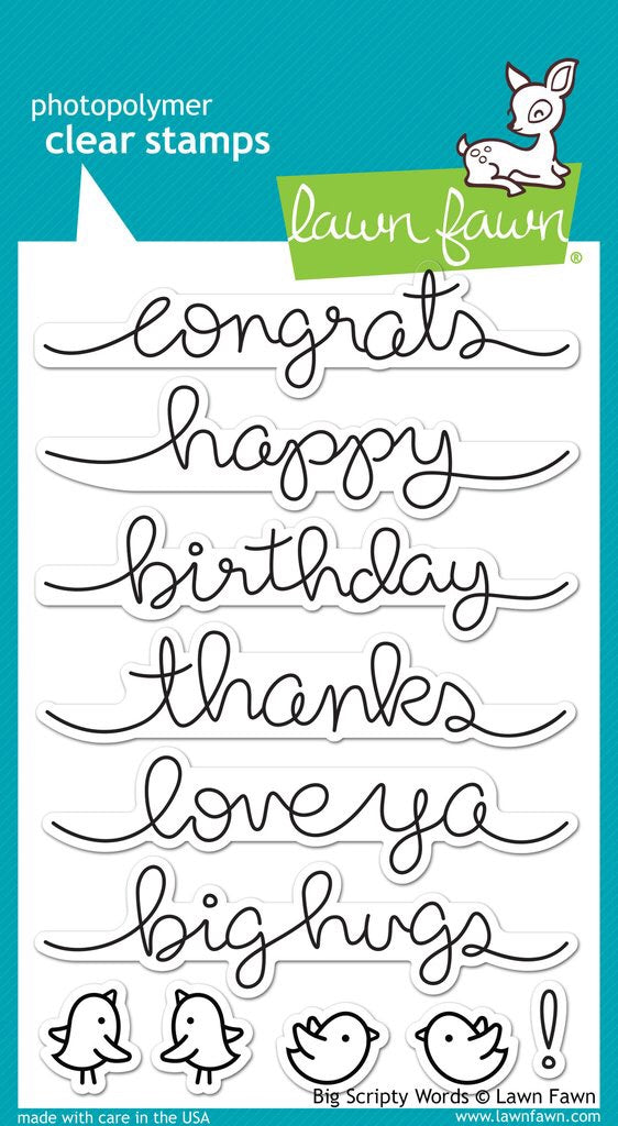 Lawn Fawn BIG SCRIPTY WORDS Clear Stamps 4"X6" 11pc Scrapbooksrus