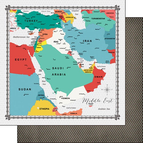 MIDDLE EAST Memories Map Travel Scrapbook Paper