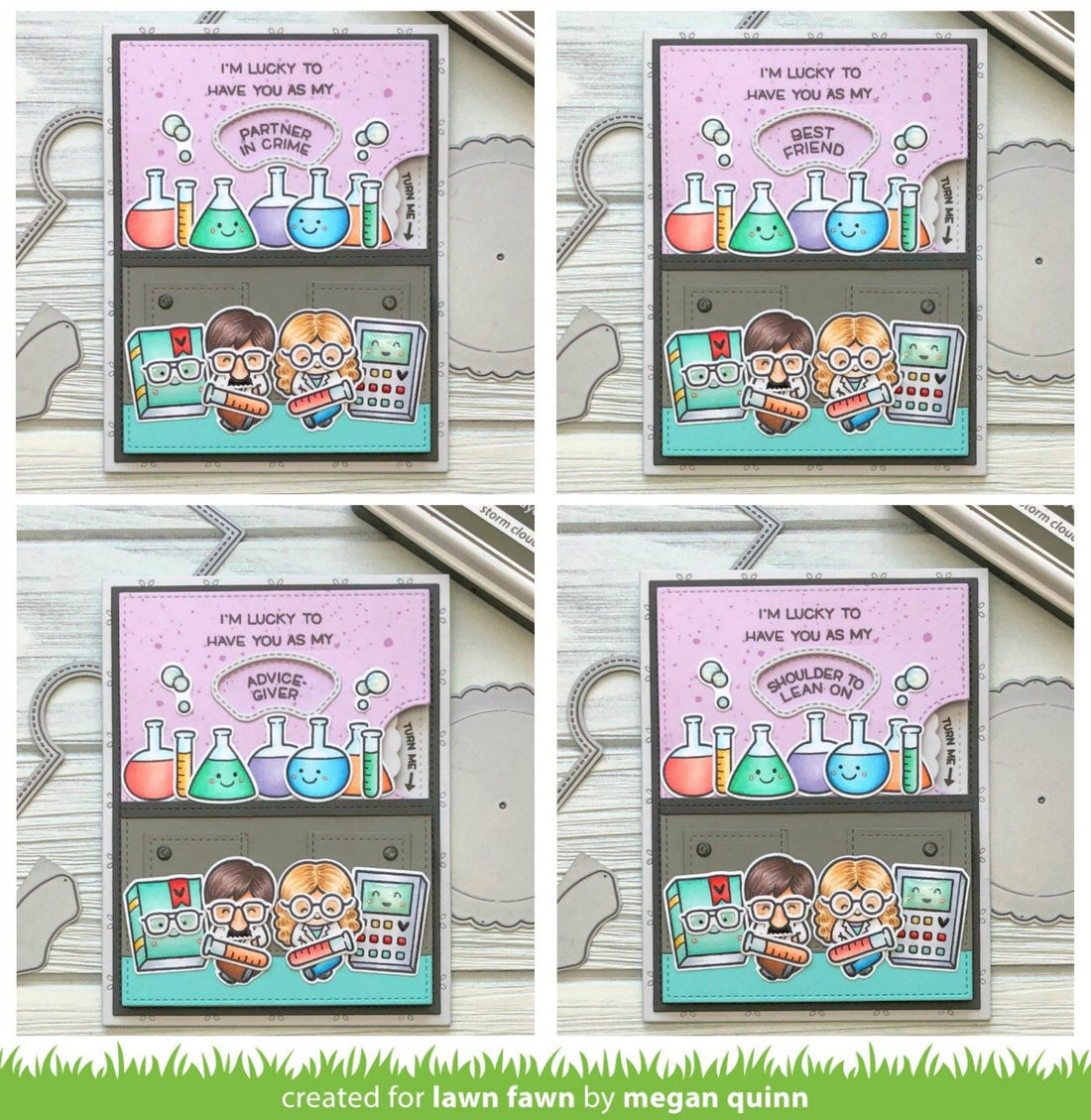 Lawn Fawn REVEAL WHEEL Family & Friends SENTIMENTS Clear Stamps 42pc Scrapbooksrus