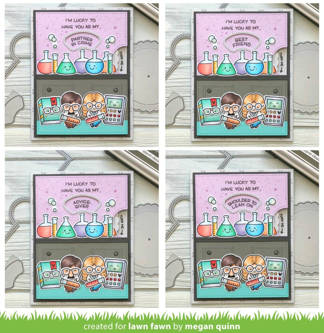 Lawn Fawn REVEAL WHEEL Family &amp; Friends SENTIMENTS Clear Stamps 42pc Scrapbooksrus