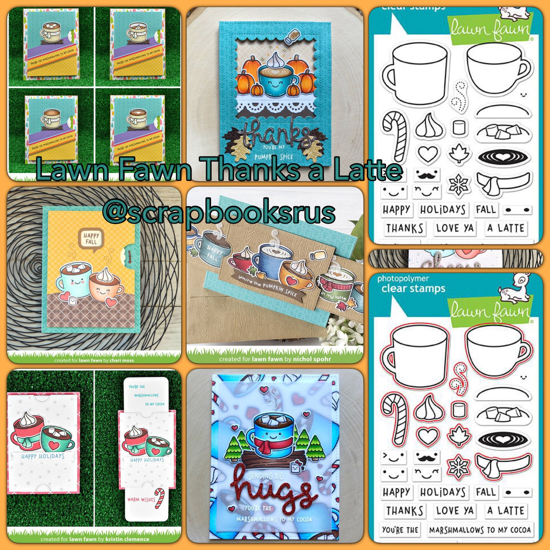 Lawn Fawn THANKS A LATTE Clear Stamps Coffee Sample @scrapbooksrus