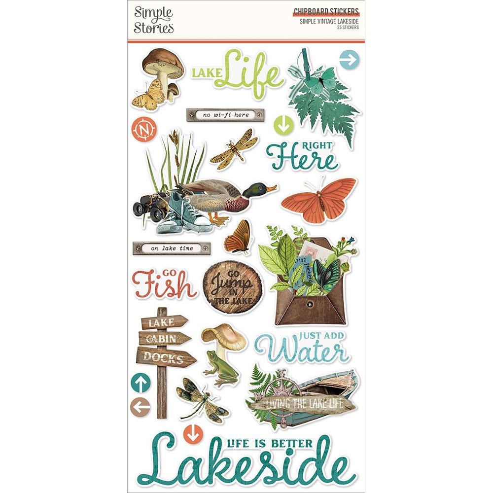 Simple Stories Simple Vintage Lakeside CHIPBOARD STICKERS 25pc Scrapbooksrus