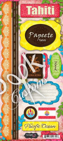 Scrapbook Customs TAHITI PARADISE Stickers 12 pc