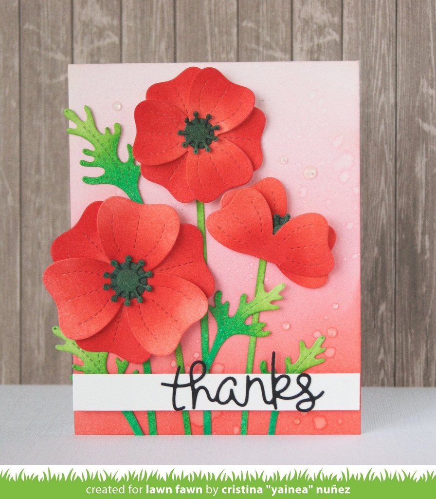 Lawn Fawn PRETTY POPPIES Poppy Card Sample 