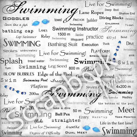 SWIMMING LIVE FOR 12"x12" Sports Sheet Scrapbook Customs