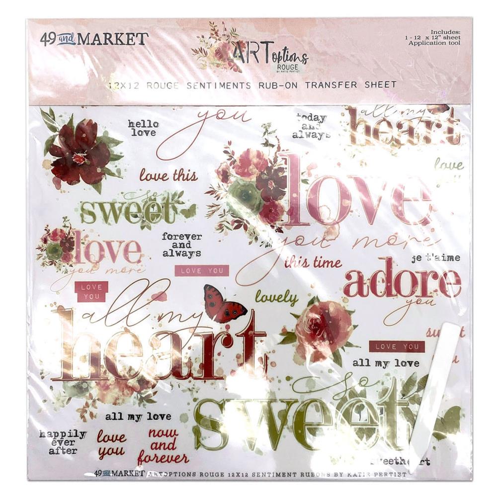 49 and Market Artoptions ROUGE 12X12 SENTIMENTS RUB-ON Transfer SHEET