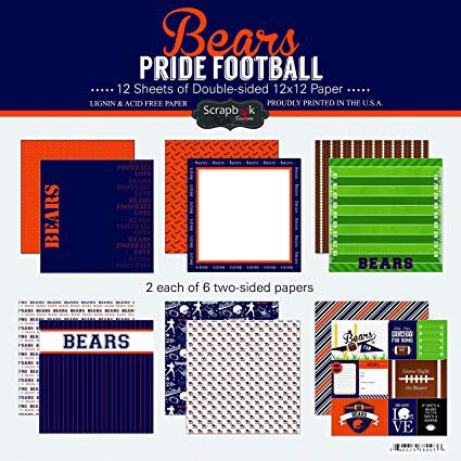 Chicago BEARS PRIDE FOOTBALL KIT 12&quot;X12&quot; Scrapbook Paper 12 Sheets Scrapbooksrus