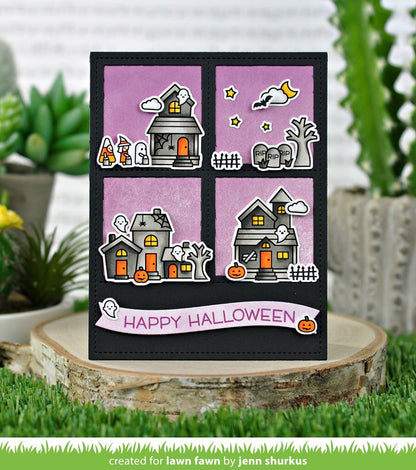 Lawn Fawn Cuts FOURSQUARE BACKDROP PORTRAIT Sample Halloween Card Ideas @Scrapbooksrus