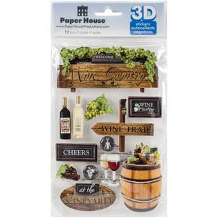 Paper House 3D WINE COUNTRY Stickers 13pc Vineyard Scrapbooksrus