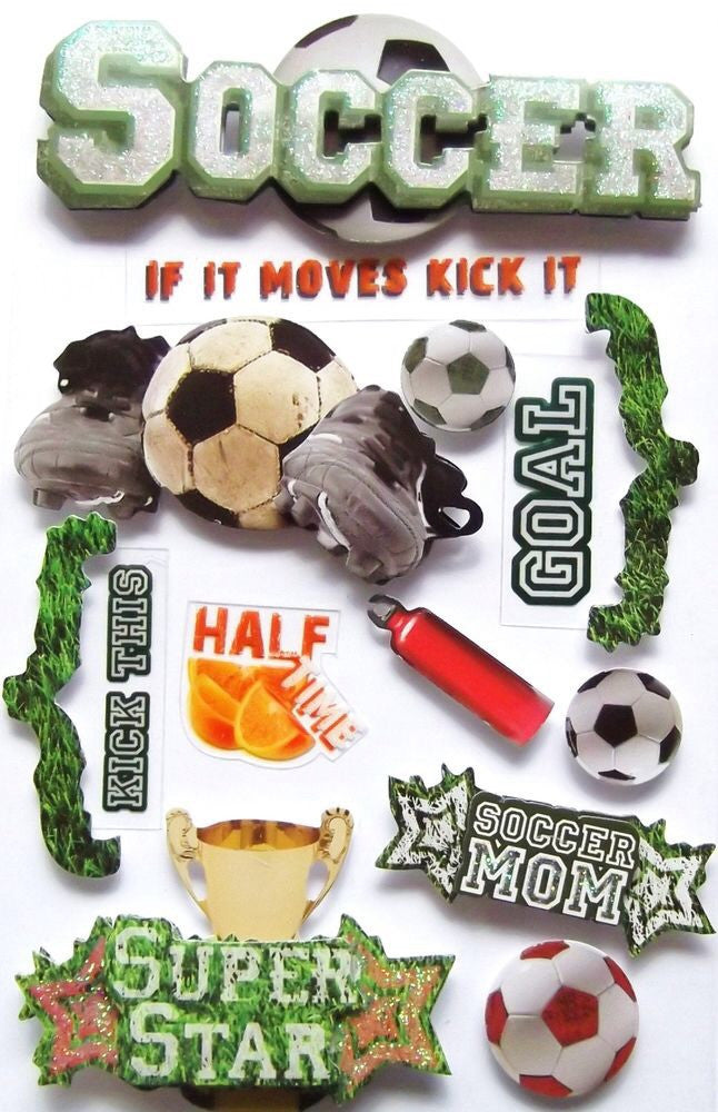 Paper House SPORTS 3D Stickers 4.5&quot;x 7&quot; - Scrapbook Kyandyland