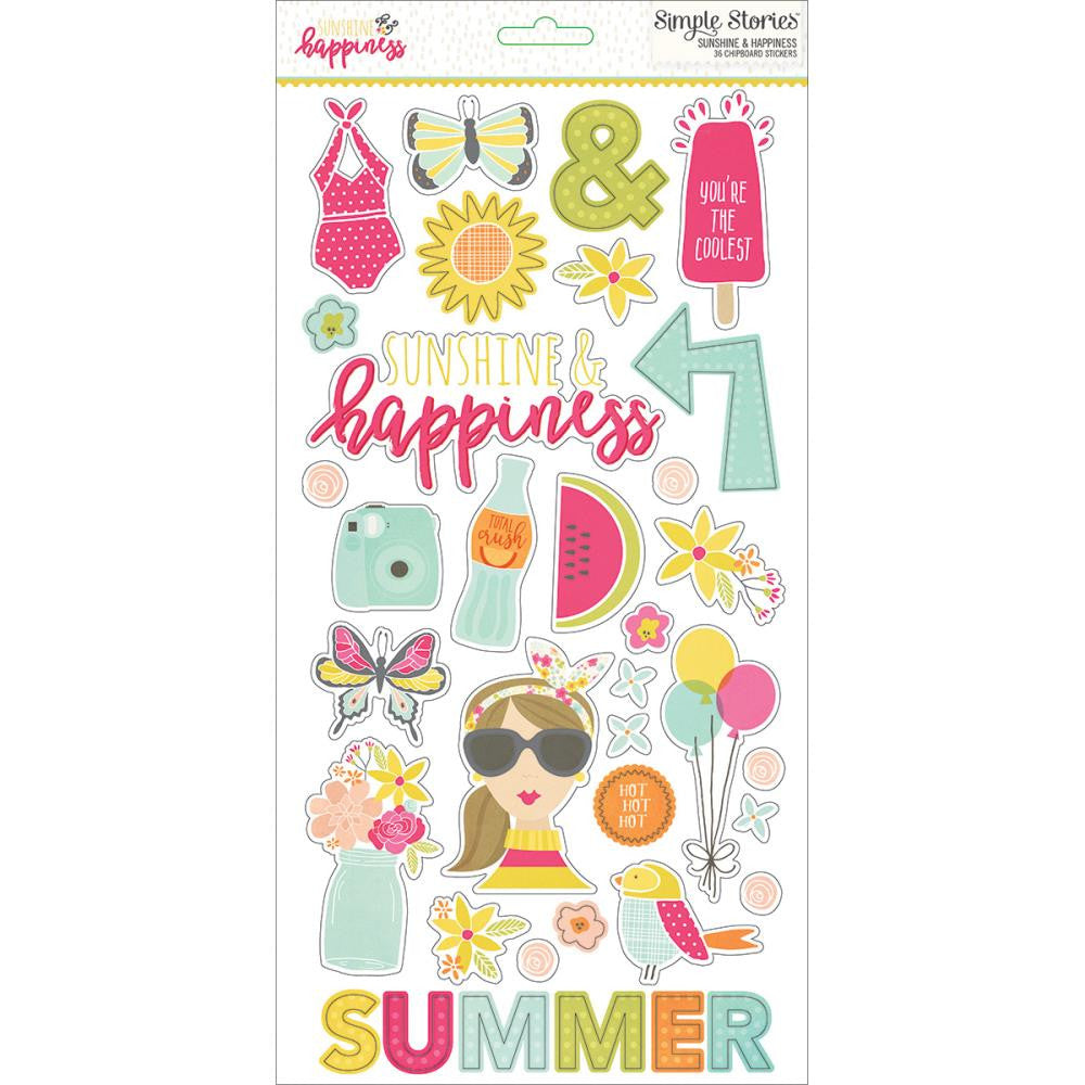 Simple Stories SUNSHINE &amp; HAPPINESS Chipboard Stickers