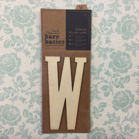 Scrapbooksrus Papermania Bare Basics Wooden Adhesive LETTER W Wood Scrapbooksrus