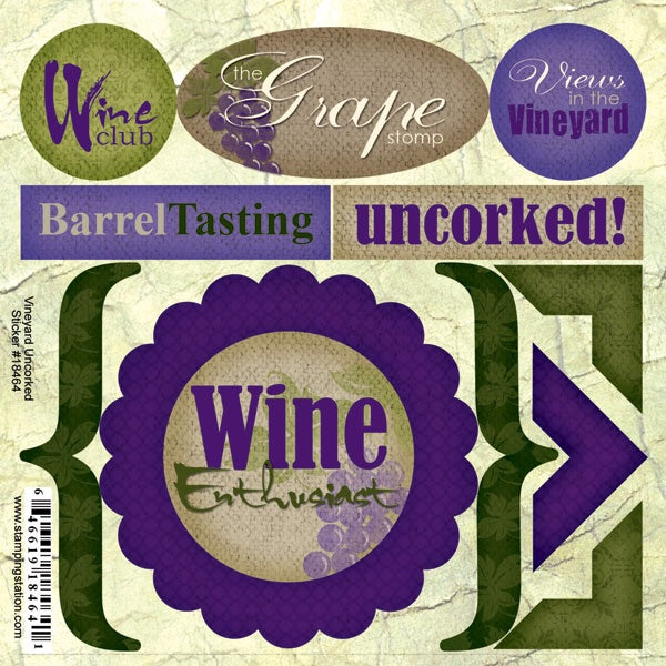 Stamping Station VINEYARD UNCORKED Stickers 11 pc Vineyard Scrapbooksrus