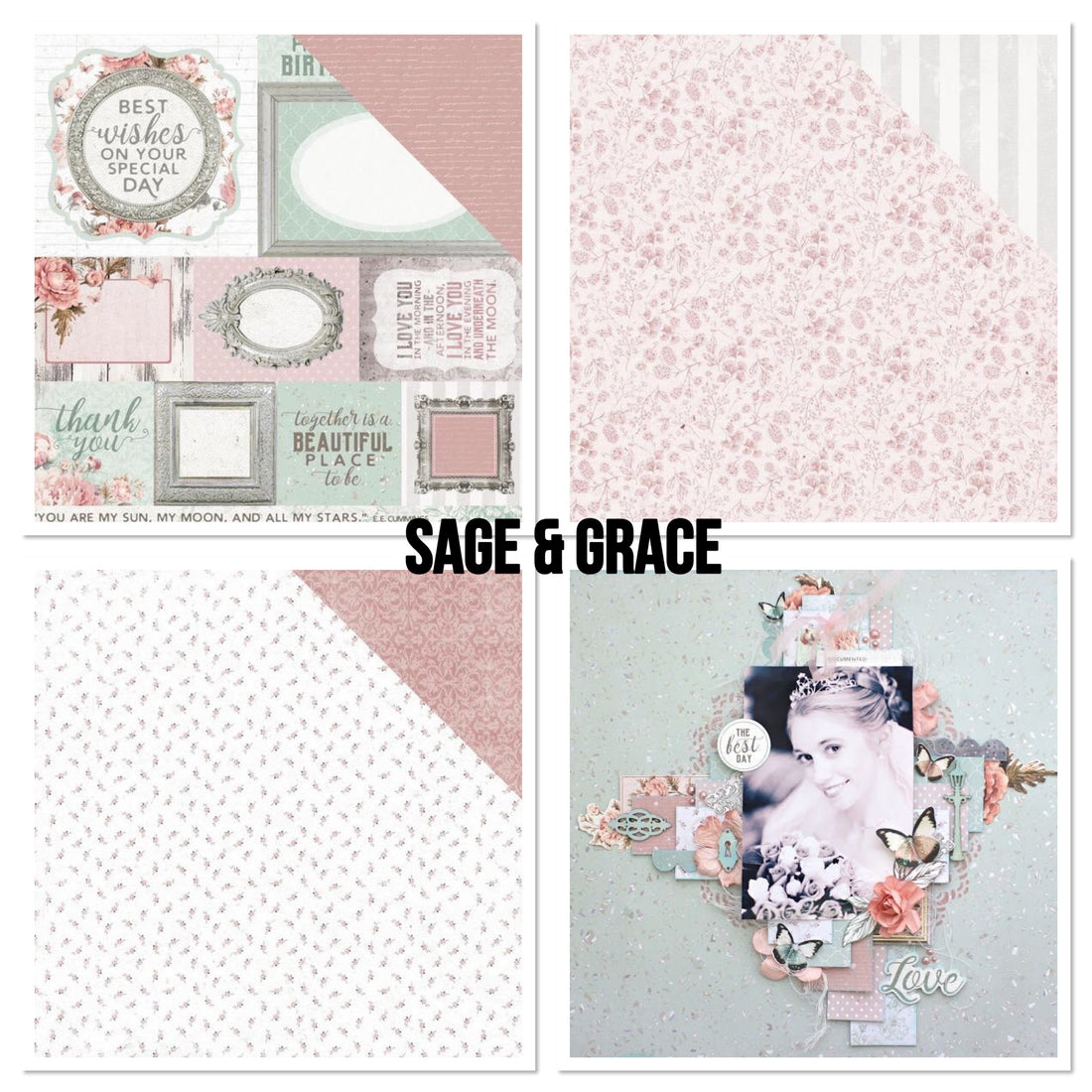 Kaisercraft SAGE AND GRACE KIT 12"X12" Scrapbook Paper A