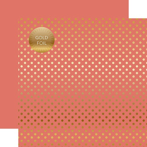 Echo Park PEONY Gold Dot 12&quot;X12&quot; FOILED Paper Scrapbooksrus