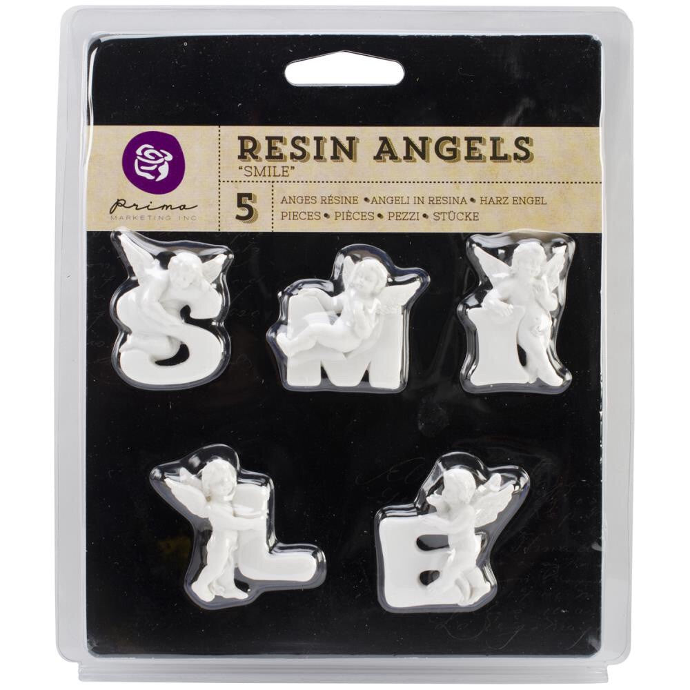 Prima SMILE Resin Angel Embellishments 5pc - Scrapbook Kyandyland