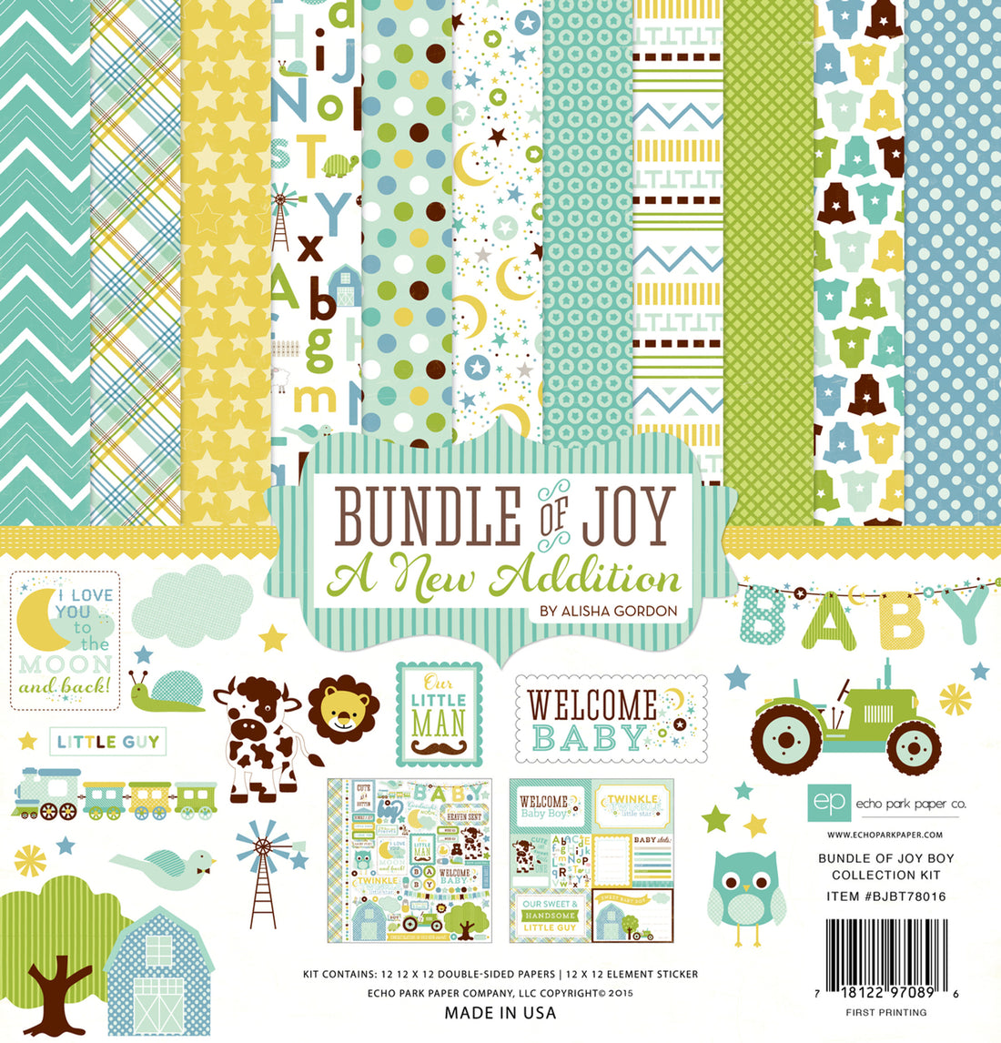 Echo Park Bundle of Joy NEW ADDITION BOY 12&quot;X12&quot; Collection Kit