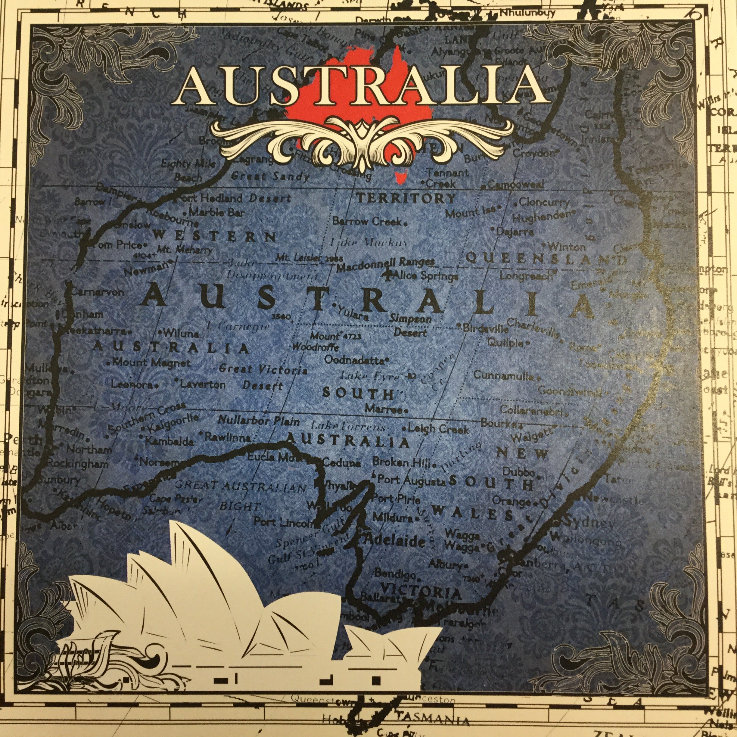 AUSTRALIA SIGHTSEEING 12&quot;X12&quot; World Travel Scrapbook Paper