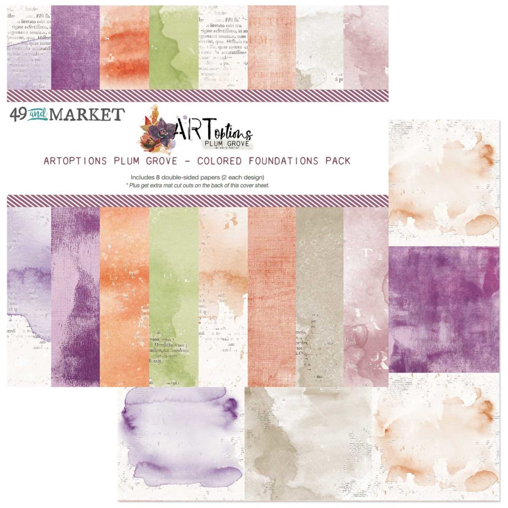 49 and Market ArtOptions PLUM GROVE COLORED FOUNDATIONS 12x12 Scrapbook Collection Paper Pack