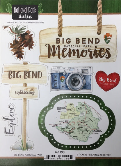 Scrapbook Customs BIG BEND National Park Stickers 18 pc Scrapbooksrus