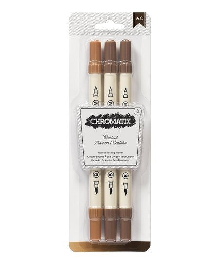 American Crafts Chromatix CHESTNUT Alcohol Blending Markers 3 pc. Scrapbooksrus