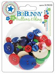 Bobunny BLOCK PARTY Buttons &amp; Bling 35pc - Scrapbook Kyandyland