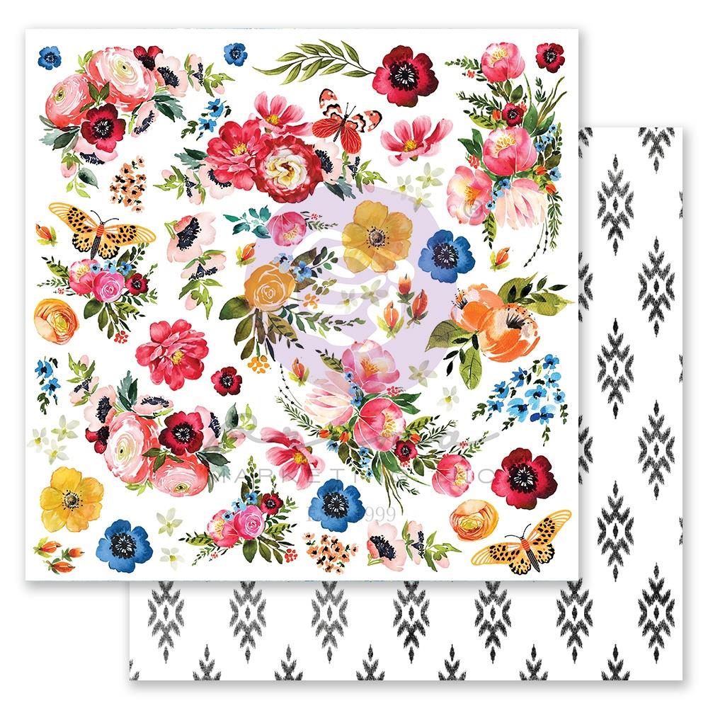 Prima PAINTED FLORAL 12&quot;X12&quot; Paper Pad with Foil 24 sheets