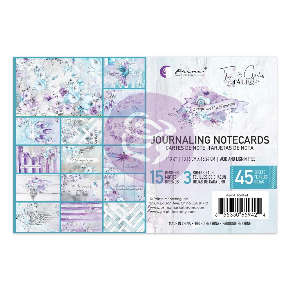 Prima Aquarelle Dreams JOURNALING NOTECARDS 45pc