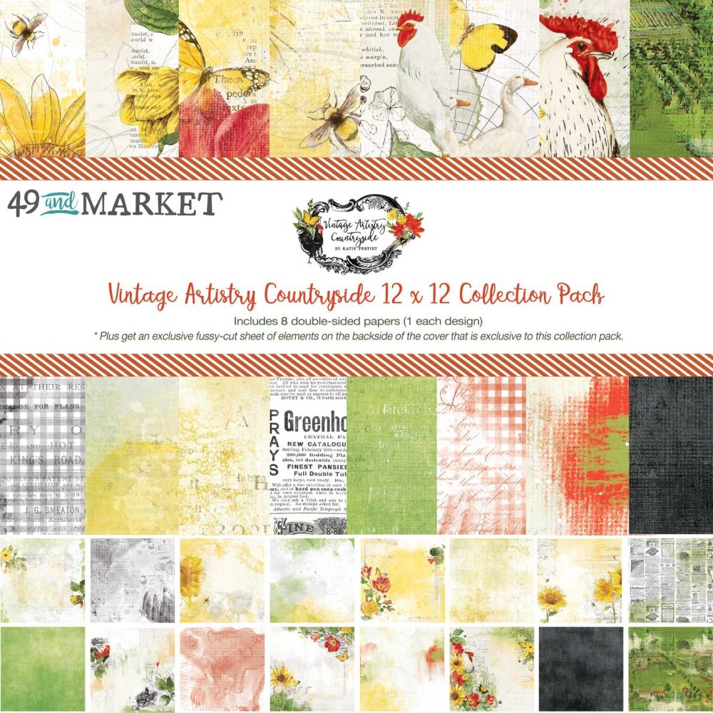 49 and Market Vintage Artistry COUNTRYSIDE 12"X12" Scrapbook Collection Pack
