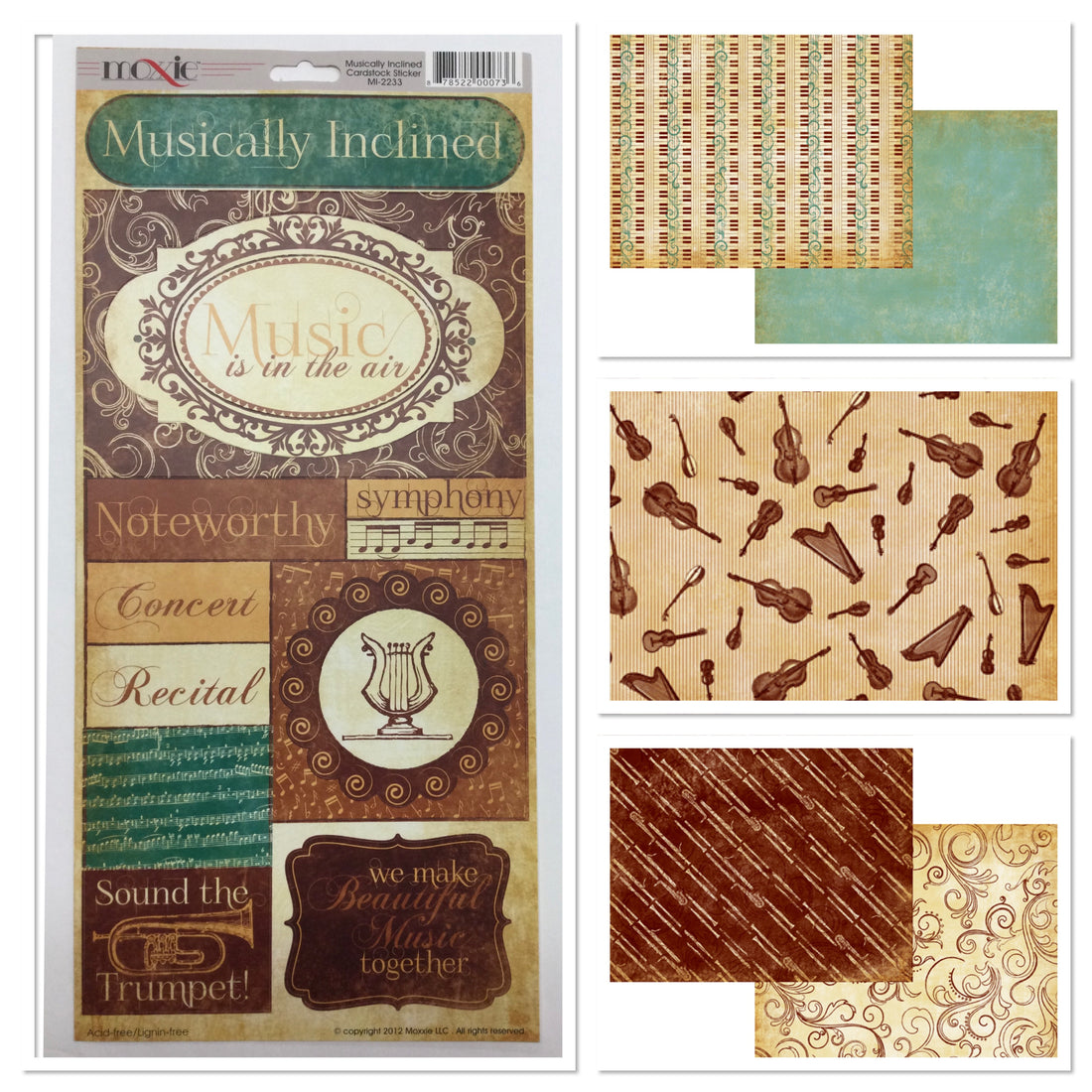 Moxxie MUSICALLY INCLINED 12"X12" Music Scrapbook Paper