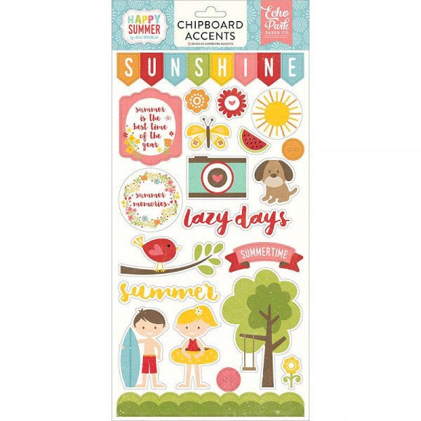 Echo Park HAPPY SUMMER Chipboard Adhesive Chipboard