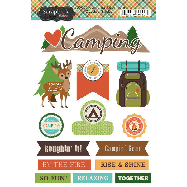 Scrapbook Customs CAMPING ADVENTURE DOODAD Sticker 14pc