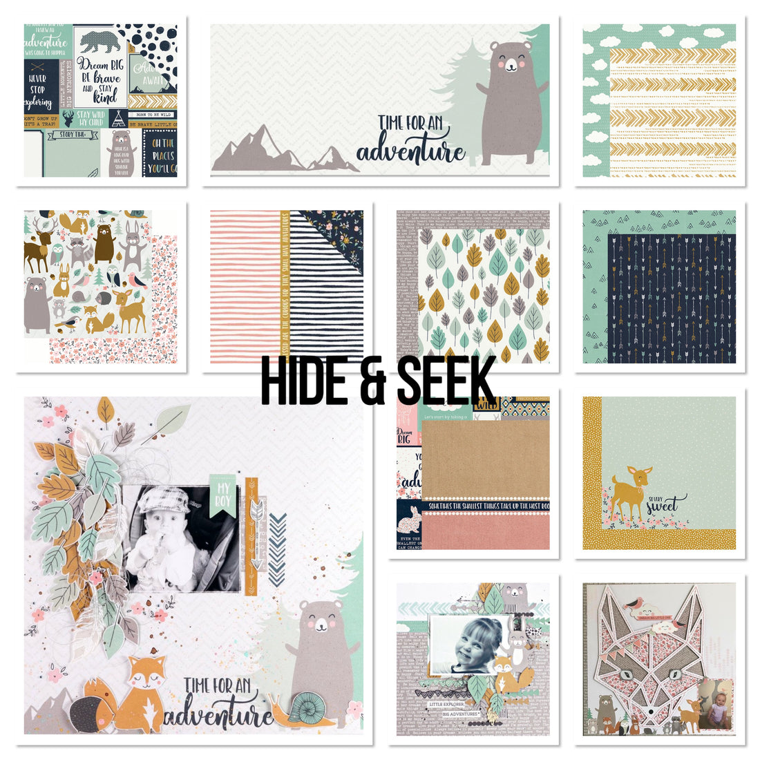 Kaisercraft HIDE &amp; SEEK 12X12 Scrapbook Kit 18pc