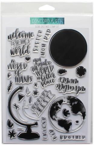 Concord & 9th GLOBE GREETINGS Stamp Set 32 pc. Scrapbooksrus