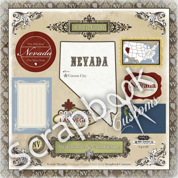 Scrapbook Customs NEVADA LOVELY ChipBoard 14pc LV