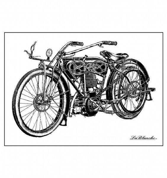 LaBlanche MOTORCYCLE Vintage Mounted Stamp