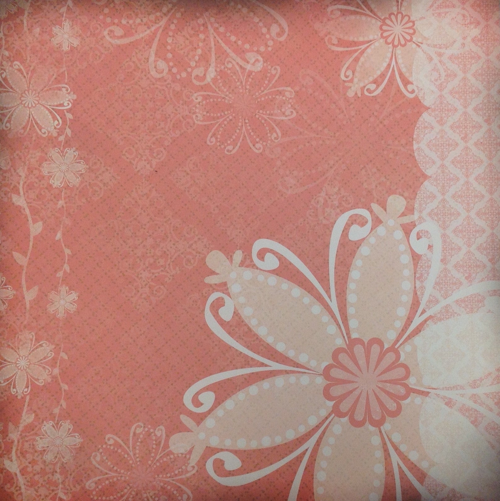 Kyandyland REDDISH PINK DAMASK 12x12 Scrapbook Papers 2pc - Scrapbook Kyandyland