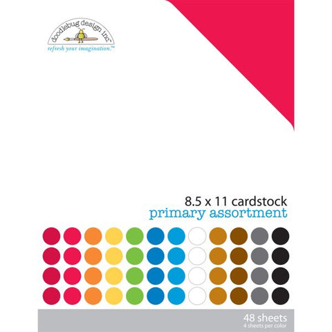Doodlebug Cardstock PRIMARY ASSORTMENT 8.5”X11” 48pc @scrapbooksrus