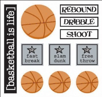 SRM Have a Ball BASKETBALL Dimensional Stickers 12pc - Scrapbook Kyandyland