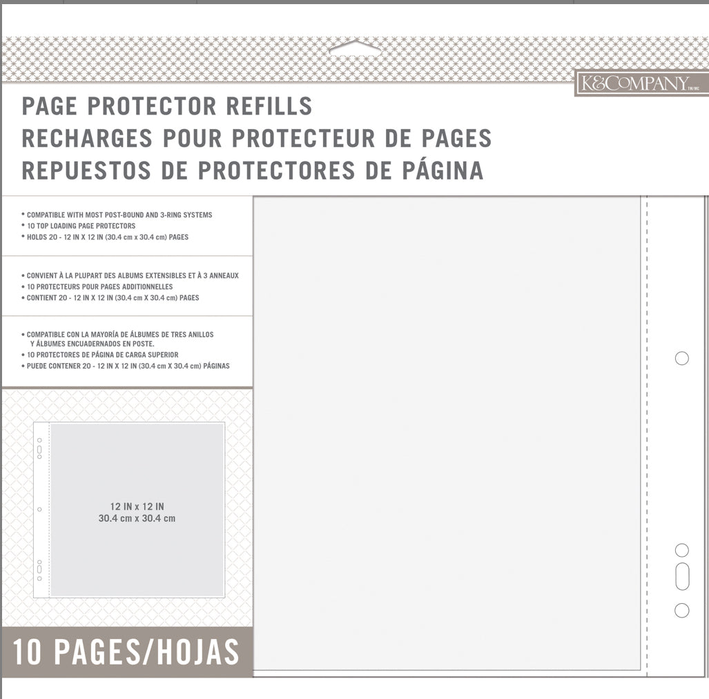 K&Company 12"X12" PAGE PROTECTOR REFILLS 10 Sheets Scrapbooksrus