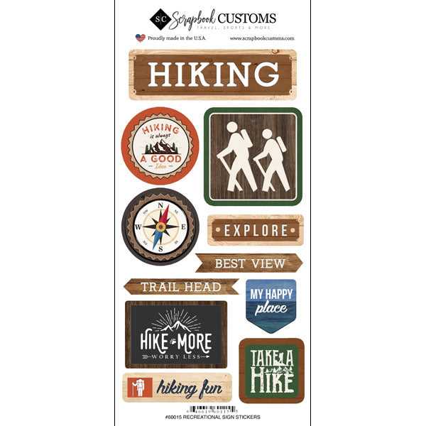 HIKING LIFE IS BETTER Outdoor Fun Stickers 11pc