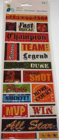 Basketball Momenta GAME ON Puffy Word Stickers 19pc - Scrapbook Kyandyland