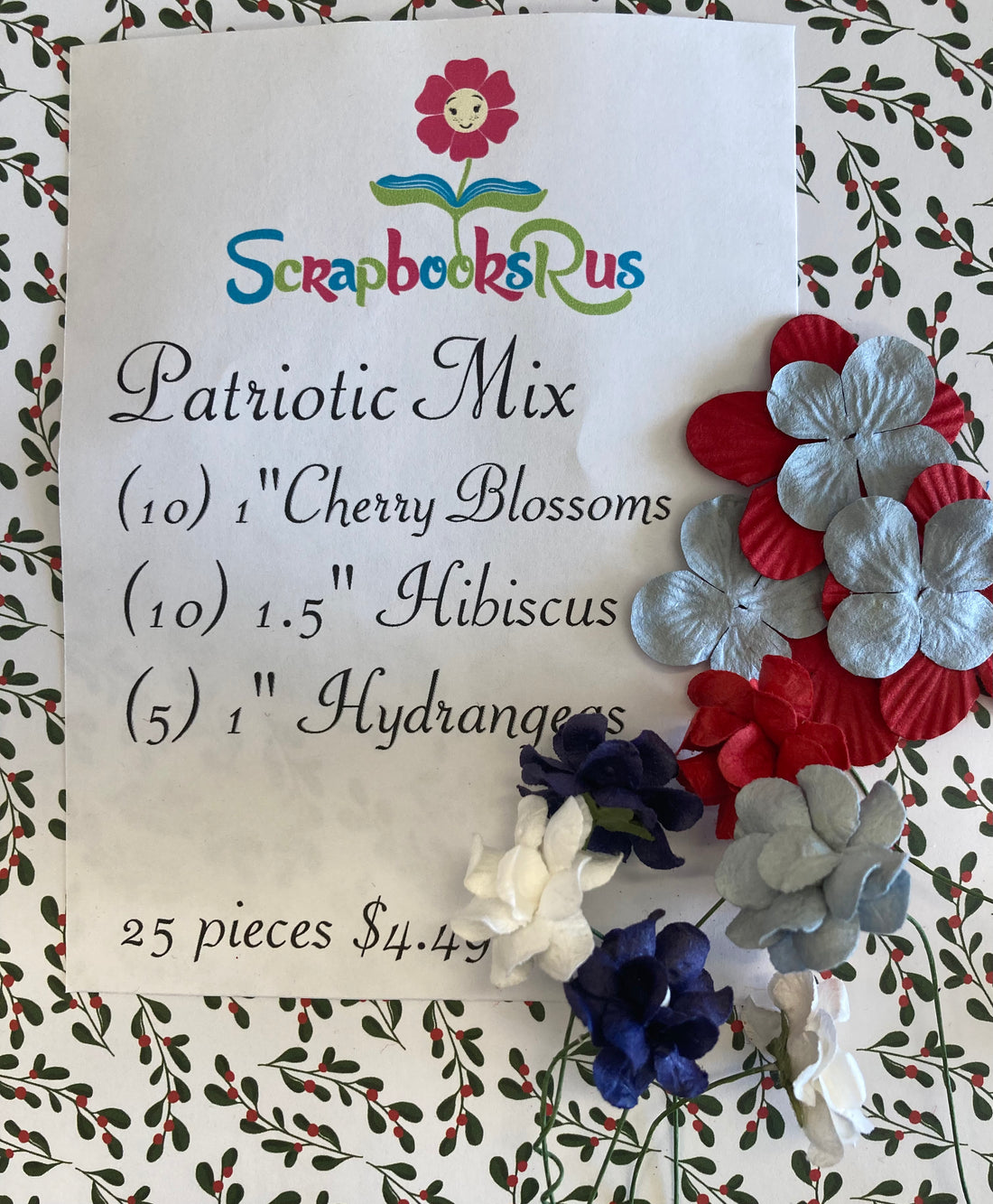 Patriotic Mix Cherry Blossoms Hibiscus Hydrangeas 25pc