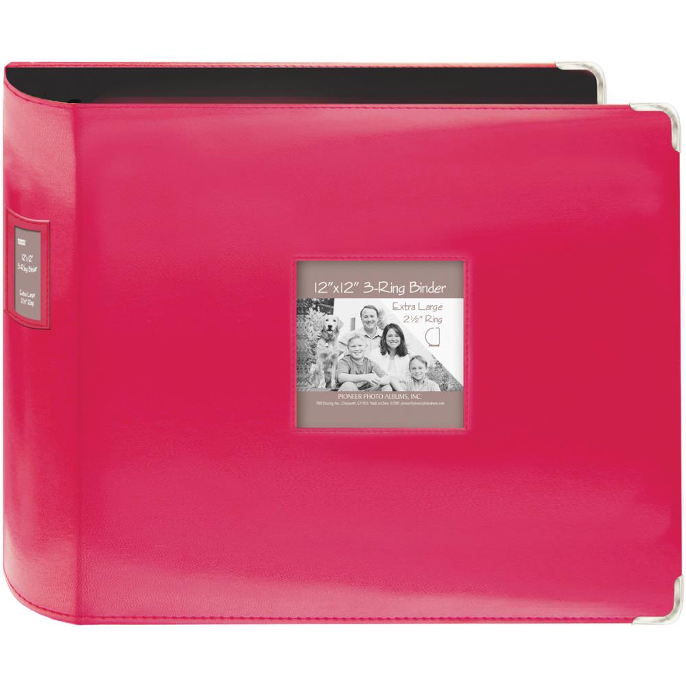 Pioneer Sewn Frame Leatherette BRIGHT PINK 3-Ring 12"X12" Memory Scrapbook Album Scrapbooksrus