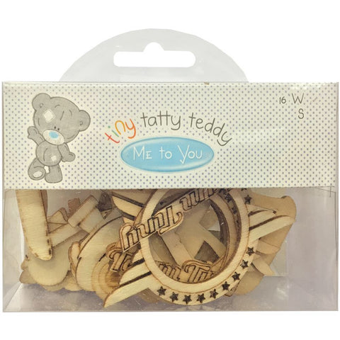 Tiny Tatty Teddy BOY Wooden Shapes 16pc - Scrapbook Kyandyland