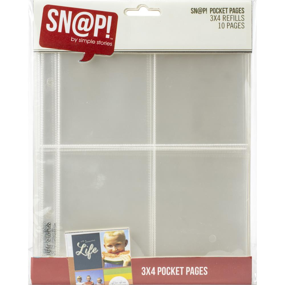 Simple Stories 3X4 SN@P Flipbook Pocket Page Refills 10pc Scrapbookrus
