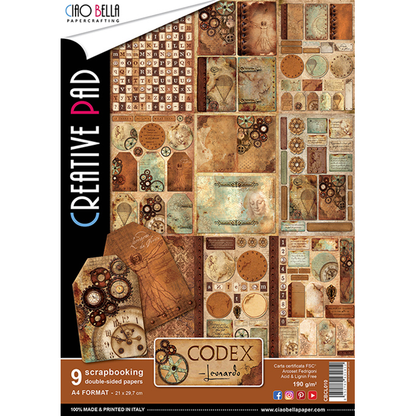 Ciao Bella CODEX A4 Paper Pad 9 sheets Scrapbooksrus