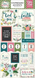 Echo Park 6&quot;x12&quot; HAVE FAITH Chipboard  Phrases 22pc Scrapbooksrus