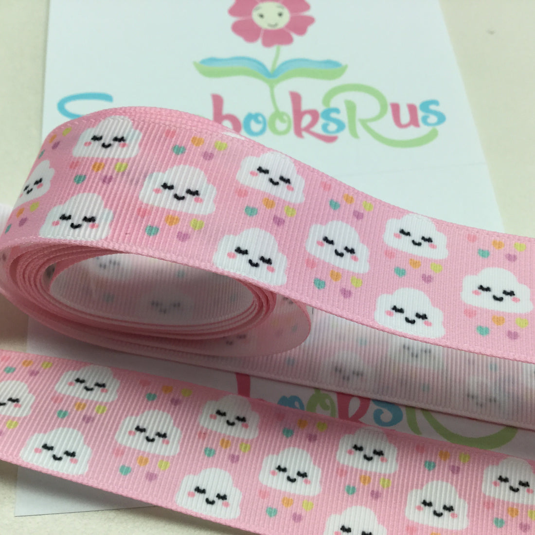 Cloud Cuties Pink Grosgrain Ribbon 1 yard Scrapbooksrus Scrapbook Store